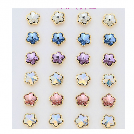 18k KOLCZYKI POZŁACANE 7 MM MIX KOLORÓW CRYSTAL XUPING 87963