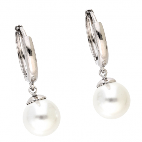 KOLCZYKI RODOWANE 30/10 MM WISZĄCA PERŁA XUPING 87972