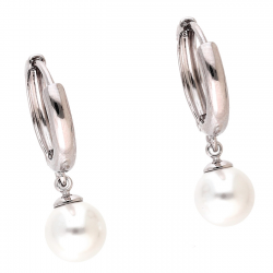 KOLCZYKI RODOWANE 27/8 MM WISZĄCA PERŁA XUPING 87974