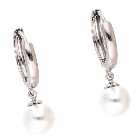 KOLCZYKI RODOWANE 27/8 MM WISZĄCA PERŁA XUPING 87974