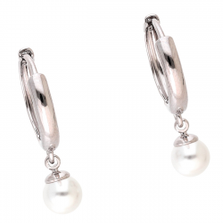 KOLCZYKI RODOWANE 25/6 MM WISZĄCA PERŁA XUPING 87976