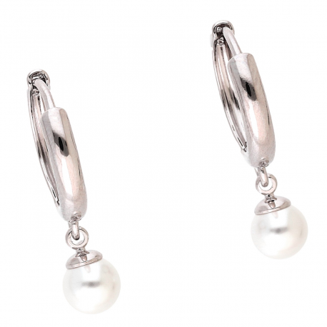 KOLCZYKI RODOWANE 25/6 MM WISZĄCA PERŁA XUPING 87976