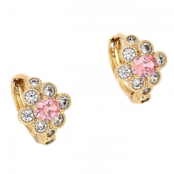 KOLCZYKI POZŁACANE 13/10 MM MARKIZA Z RÓŻOWYM BRYLANTEM XUPING 87997