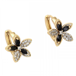 KOLCZYKI POZŁACANE 12 MM CZARNO BRYLANTOWA MARGERYTKA XUPING 87999