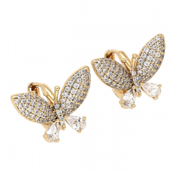 KOLCZYKI POZŁACANE 14/19 MM MOTYL Z BRYLANTAMI XUPING 88012