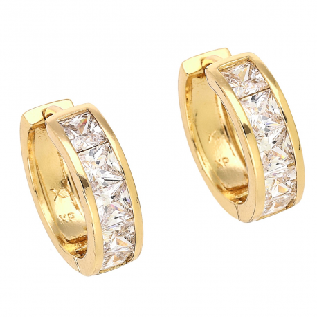 KOLCZYKI POZŁACANE 18/5 MM KÓŁKA Z RADIANTAMI XUPING 88020