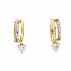 KOLCZYKI POZŁACANE 22/6 MM KÓŁKA Z BRYLANTEM SERCEM XUPING 88023