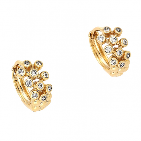 KOLCZYKI POZŁACANE 13/7 MM KÓŁKA Z BRYLANTAMI XUPING 88034