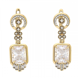 KOLCZYKI POZŁACANE 35/11 MM ELEGANTKI Z BRYLANTEM XUPING 88044