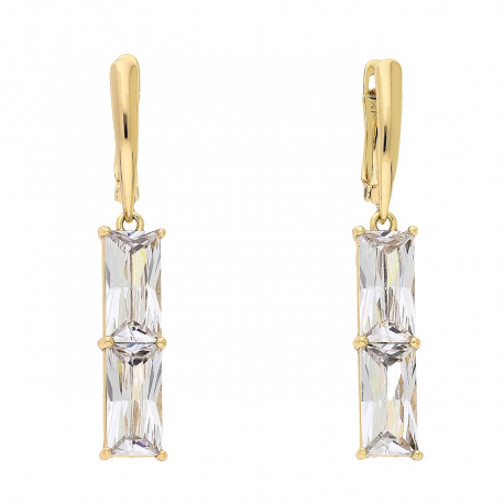 KOLCZYKI POZŁACANE 43/6 MM DWA BRYLANTY XUPING 88049