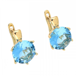 KOLCZYKI POZŁACANE 17/11 MM TRADYCYJNE DUŻY AKWAMARYN XUPING 88054