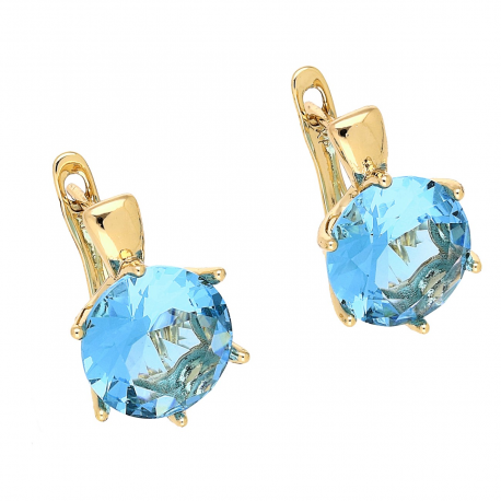 KOLCZYKI POZŁACANE 17/11 MM TRADYCYJNE DUŻY AKWAMARYN XUPING 88054