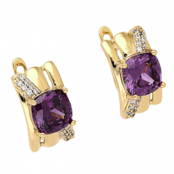 KOLCZYKI POZŁACANE 16/9 MM AMETYSTÓW ELEGANCJA XUPING 88056