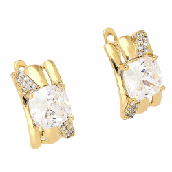 KOLCZYKI POZŁACANE 16/9 MM BRYLANTÓW ELEGANCJA XUPING 88059