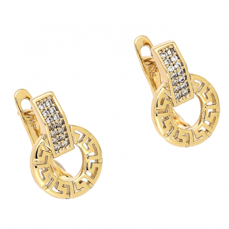 KOLCZYKI POZŁACANE 16/11 MM GRECKIE KRĘGI XUPING 88071