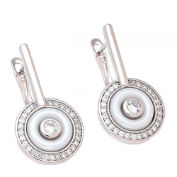 KOLCZYKI PLATYNOWANE 27/14 MM BIAŁA CERAMIKA XUPING 88073