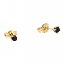 KOLCZYKI POZŁACANE 3 MM CZARNY BRYLANCIK XUPING 88090