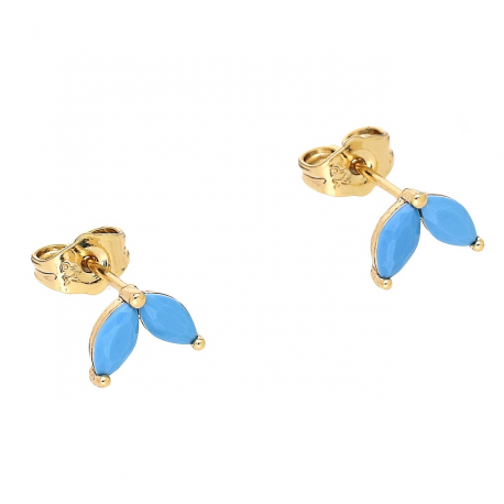 KOLCZYKI POZŁACANE 6/9 MM TURKUSOWY OGONEK XUPING 88094