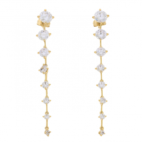 KOLCZYKI POZŁACANE 80/10 MM BRYLANTÓW RZĄD XUPING 88102