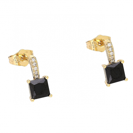 KOLCZYKI POZŁACANE 12/6 MM CZARNY RADIANT XUPING 88103