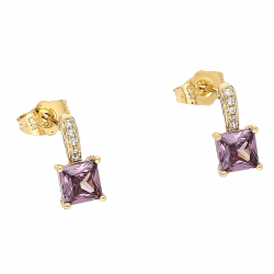 KOLCZYKI POZŁACANE 12/6 MM AMETYST RADIANT XUPING 88107