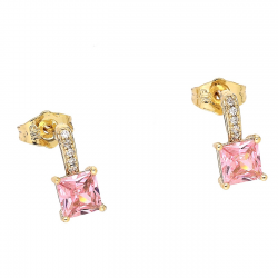 KOLCZYKI POZŁACANE 12/6 MM RÓŻOWY RADIANT XUPING 88108