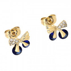 KOLCZYKI POZŁACANE 10/11 MM KOKARDKA Z SZAFIRAMI XUPING 88111