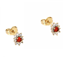 KOLCZYKI POZŁACANE 8/6 MM MARKIZKA Z RUBINEM XUPING 88118