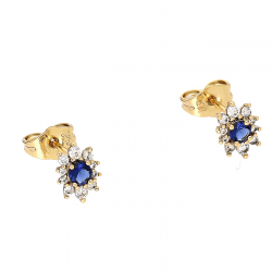 KOLCZYKI POZŁACANE 8/6 MM MARKIZKA Z SZAFIREM XUPING 88119