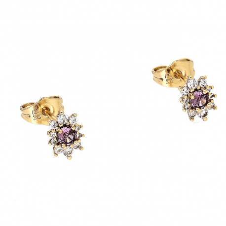 KOLCZYKI POZŁACANE 8/6 MM MARKIZKA Z AMETYSTEM XUPING 88121