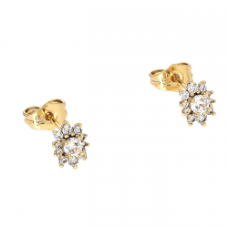 KOLCZYKI POZŁACANE 8/6 MM MARKIZKA Z BRYLANTEM XUPING 88123