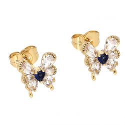 KOLCZYKI POZŁACANE 12/11 MM BRYLANTOWY MOTYLEK XUPING 88126