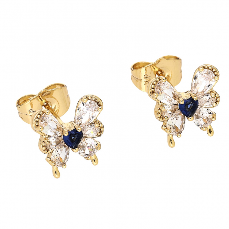 KOLCZYKI POZŁACANE 12/11 MM BRYLANTOWY MOTYLEK XUPING 88126