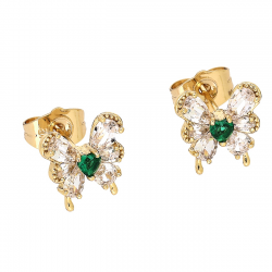 KOLCZYKI POZŁACANE 12/11 MM BRYLANTOWY MOTYLEK XUPING 88127