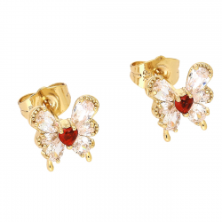 KOLCZYKI POZŁACANE 12/11 MM BRYLANTOWY MOTYLEK XUPING 88128