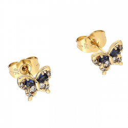 KOLCZYKI POZŁACANE 8/9 MM MOTYLEK SZAFIRY XUPING 88131