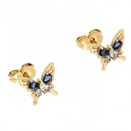 KOLCZYKI POZŁACANE 8,5/10 MM MOTYLEK SZAFIRY XUPING 88141