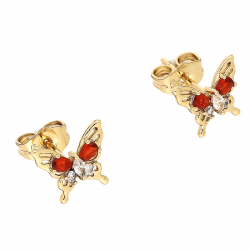 KOLCZYKI POZŁACANE 8,5/10 MM MOTYLEK RUBINY XUPING 88144