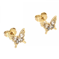 KOLCZYKI POZŁACANE 8,5/10 MM MOTYLEK BRYLANTY XUPING 88146