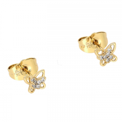 KOLCZYKI POZŁACANE 5/6 MM MOTYLKI Z BRYLANCIKAMI XUPING 88147