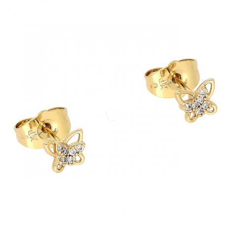 KOLCZYKI POZŁACANE 5/6 MM MOTYLKI Z BRYLANCIKAMI XUPING 88147