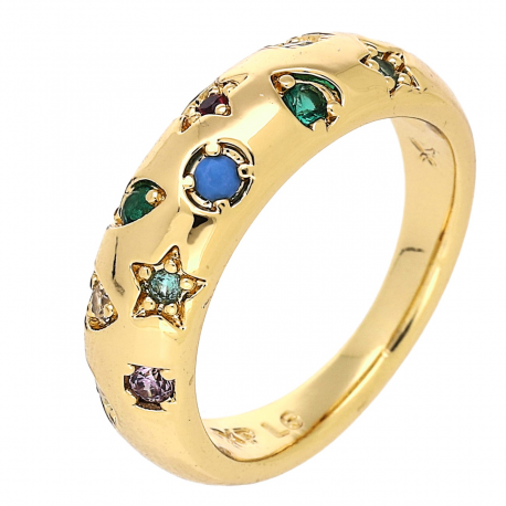 PIERŚCIONEK POZŁACANY 6 MM KOLOROWY MIX XUPING 88185