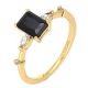 PIERŚCIONEK POZŁACANY 7 MM ELEGANCKI Z CZARNYM BRYLANTEM XUPING 88189