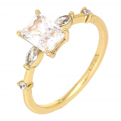 PIERŚCIONEK POZŁACANY 7 MM ELEGANCKI Z BRYLANTEM XUPING 88191