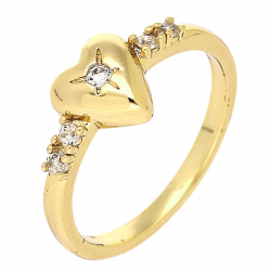 PIERŚCIONEK POZŁACANY 8 MM SERCE Z BRYLANTEM XUPING 88192