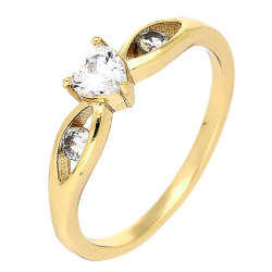PIERŚCIONEK POZŁACANY 5 MM ZARĘCZYNOWY BRYLANT SERCE XUPING 88193
