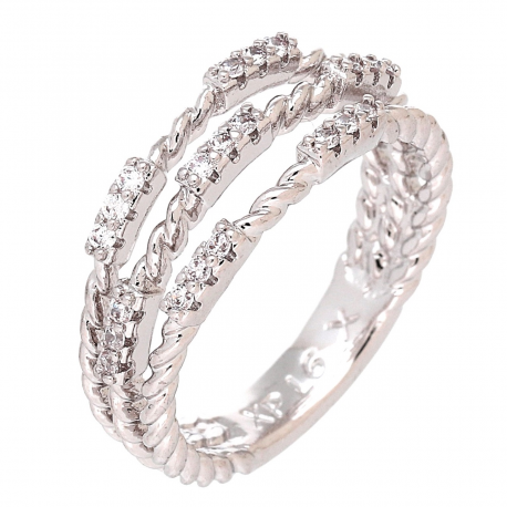 PIERŚCIONEK PLATYNOWANY 7 MM ELEGANCKI Z BRYLANCIKAMI XUPING 88198