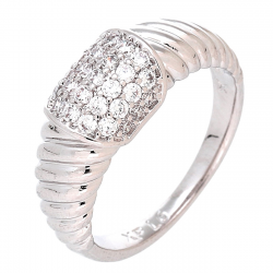 PIERŚCIONEK PLATYNOWANY 8 MM ELEGANCKI Z BRYLANCIKAMI XUPING 88199