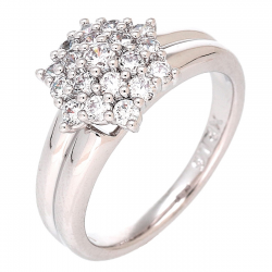 PIERŚCIONEK PLATYNOWANY 10 MM ELEGANCKI Z BRYLANCIKAMI XUPING 88200