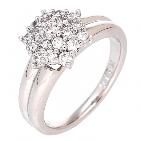 PIERŚCIONEK PLATYNOWANY 10 MM ELEGANCKI Z BRYLANCIKAMI XUPING 88200